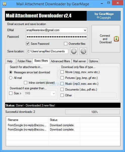 Mail Attachment Downloader Captură de ecran 2