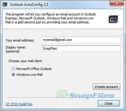 CodeTwo Outlook AutoConfig Captură de ecran 1