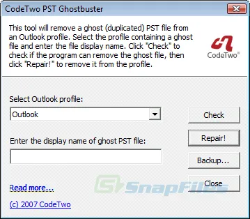 CodeTwo PST Ghostbuster Captură de ecran 1