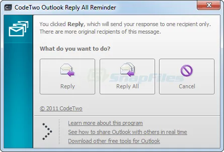 CodeTwo Outlook Reply All Reminder Captură de ecran 1