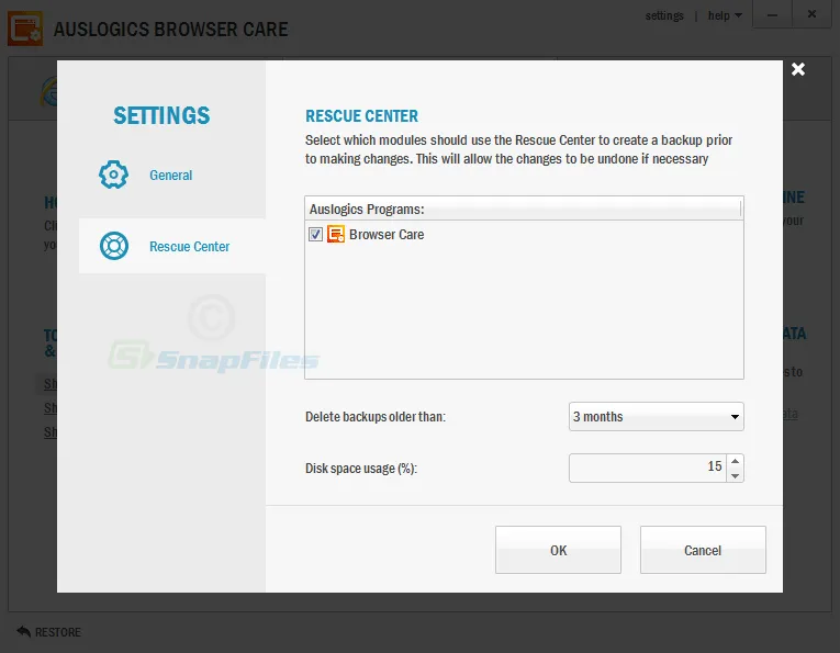 Auslogics Browser Care Captură de ecran 2