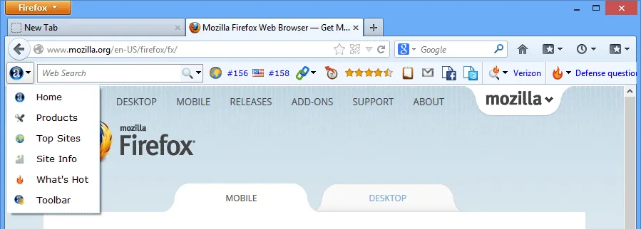 Alexa Toolbar for Firefox Captură de ecran 1