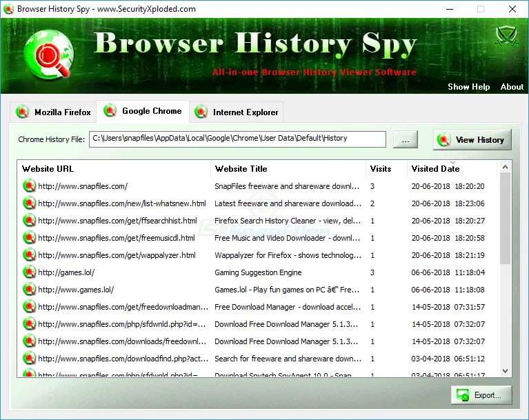 Browser History Spy Captură de ecran 1