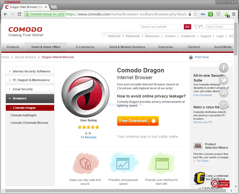 Comodo Dragon Captură de ecran 1