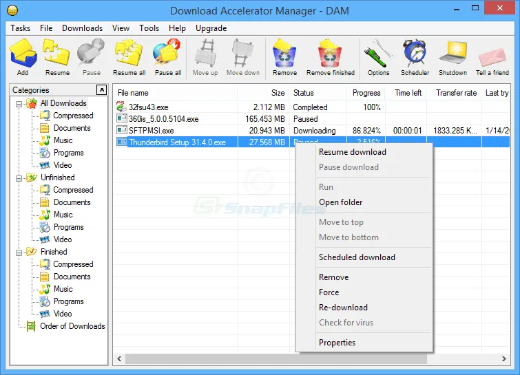 Download Accelerator Manager Captură de ecran 1