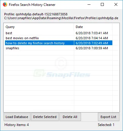 Firefox Search History Cleaner Captură de ecran 1