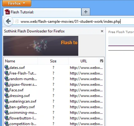 Flash Downloader for Firefox Captură de ecran 1