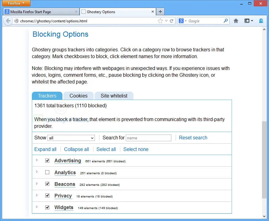 Ghostery for Firefox Captură de ecran 2