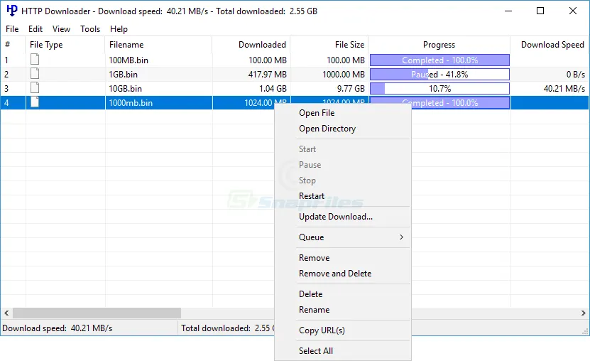 HTTP Downloader Captură de ecran 1