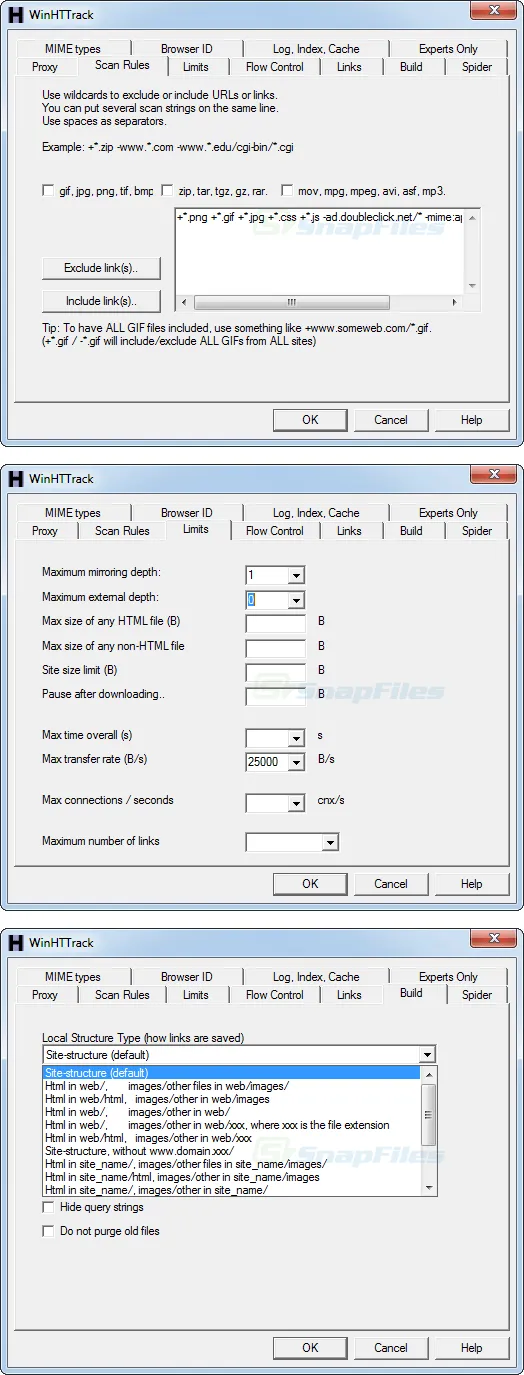 HTTrack Captură de ecran 2