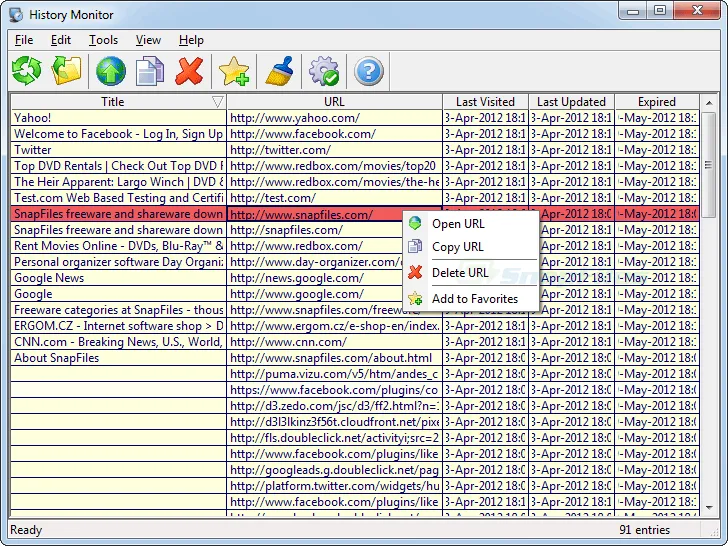 IE History Monitor Captură de ecran 1