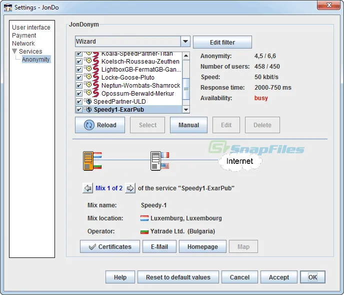 JAP Anon Proxy Captură de ecran 2