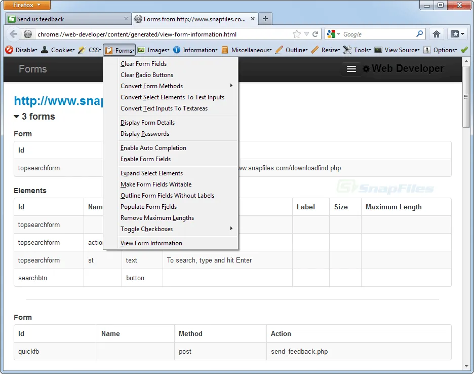 Web Developer Extension Captură de ecran 2