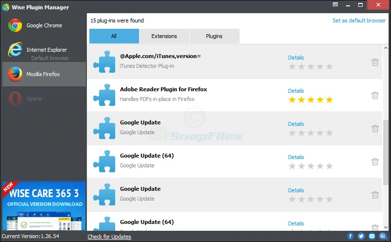 Wise Plugin Manager Captură de ecran 1