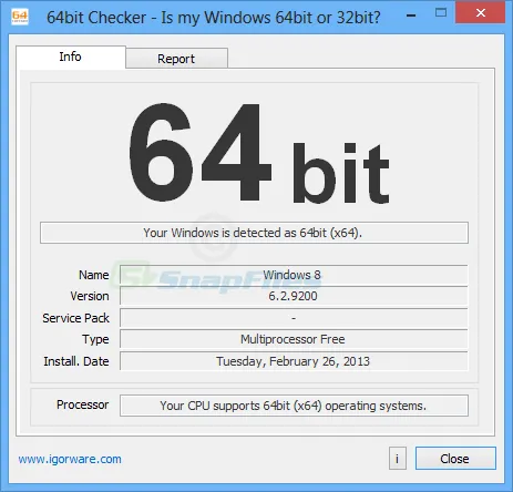 64bit Checker Captură de ecran 1