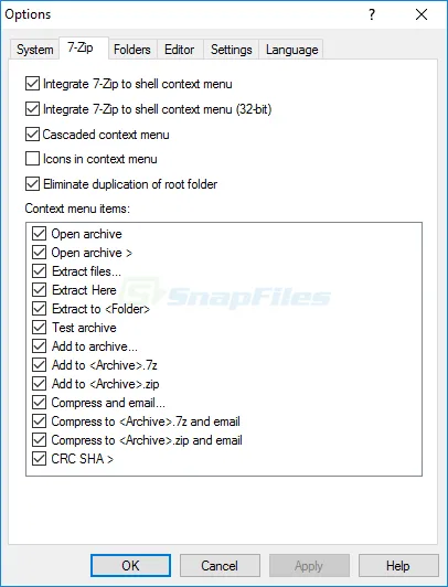 7-Zip Captură de ecran 2