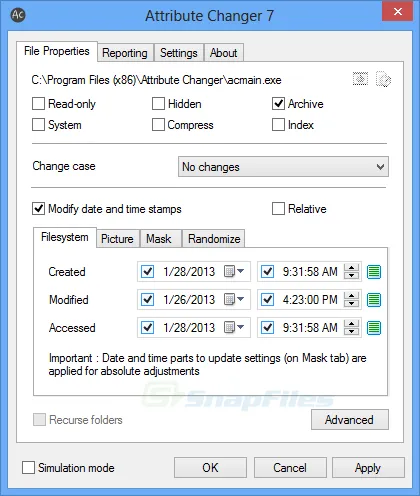 Attribute Changer Captură de ecran 1