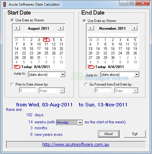 Acute Date Calculator Captură de ecran 1