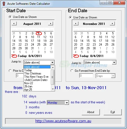 Acute Date Calculator Captură de ecran 2