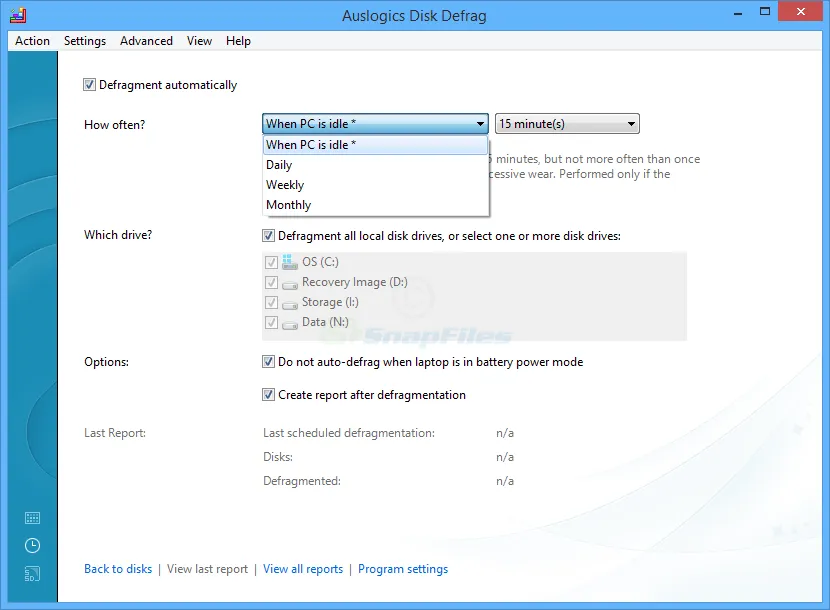 Auslogics Disk Defrag Captură de ecran 2