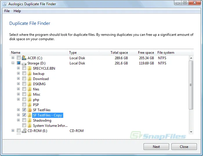 Auslogics Duplicate File Finder Captură de ecran 1