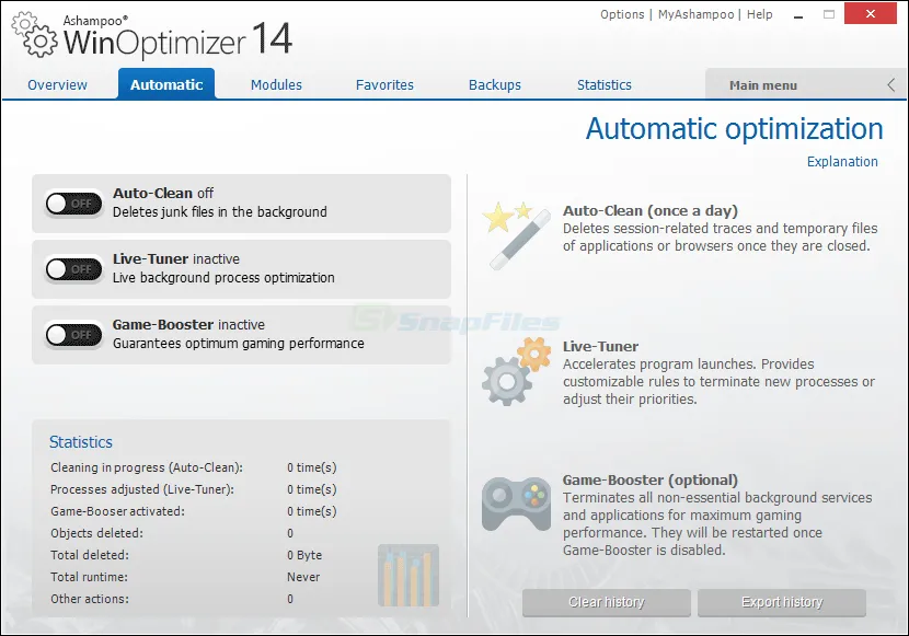 Ashampoo WinOptimizer Captură de ecran 2