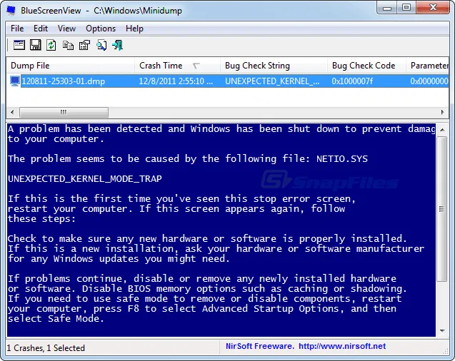 BlueScreenView Captură de ecran 2