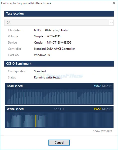 CCSIO Benchmark Captură de ecran 1