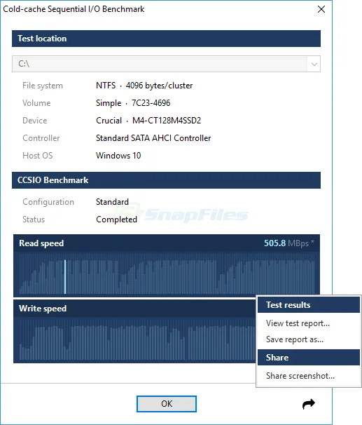 CCSIO Benchmark Captură de ecran 2