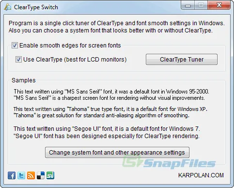 ClearType Switch Captură de ecran 1