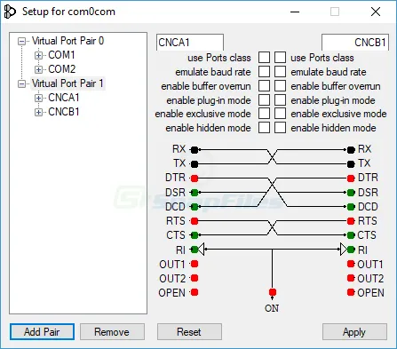 Null-modem Emulator (com0com) Captură de ecran 2