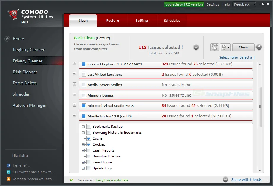 Comodo System Utilities Captură de ecran 2