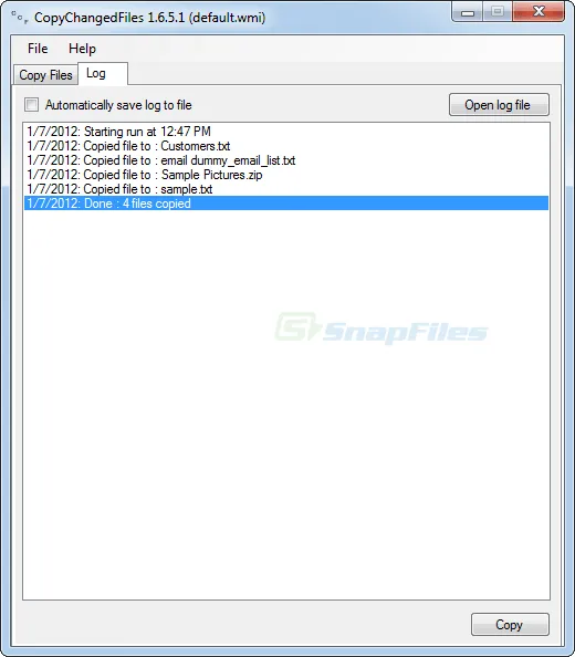 CopyChangedFiles Captură de ecran 2