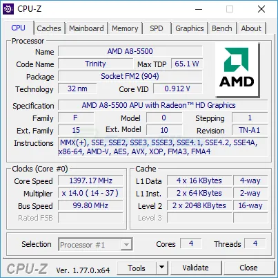 CPU-Z Captură de ecran 1