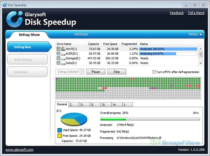 Glarysoft Disk SpeedUp Captură de ecran 1