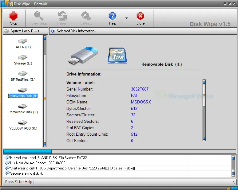 Disk Wipe Captură de ecran 1