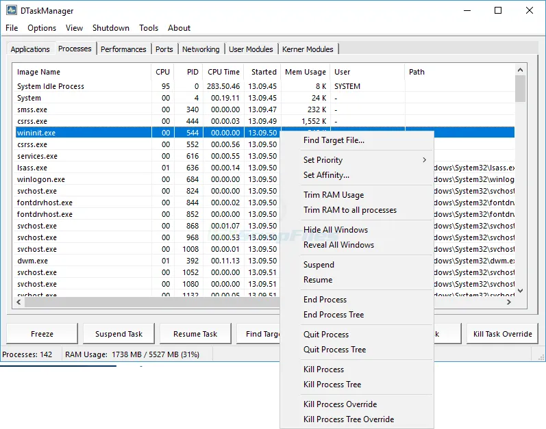 DTaskManager Captură de ecran 1