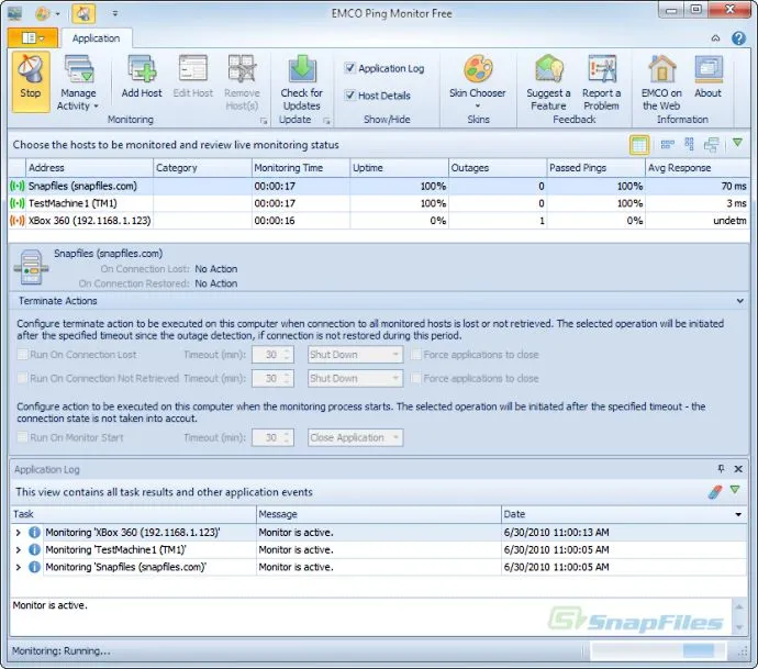 EMCO Ping Monitor (Free Version) Captură de ecran 1