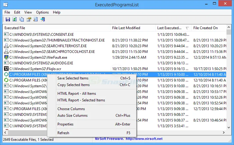 ExecutedProgramsList Captură de ecran 1