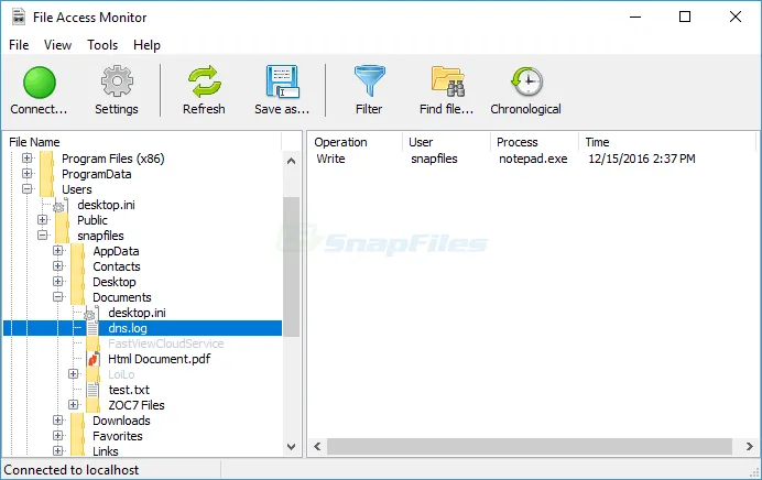 SoftPerfect File Access Monitor Captură de ecran 1