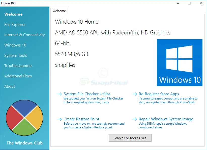 FixWin 10 Captură de ecran 1
