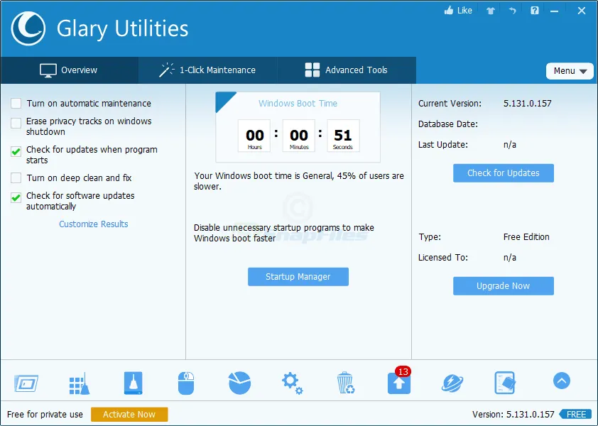 Glary Utilities Free Captură de ecran 1