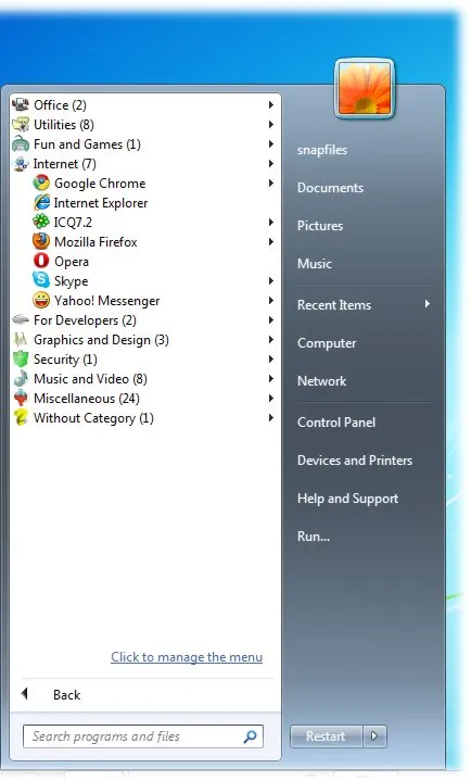 Handy Start Menu Captură de ecran 2