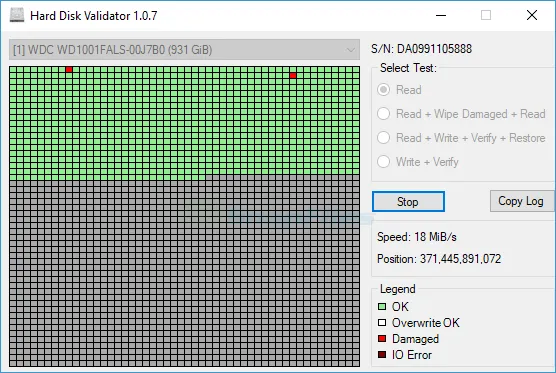 Hard Disk Validator Captură de ecran 1