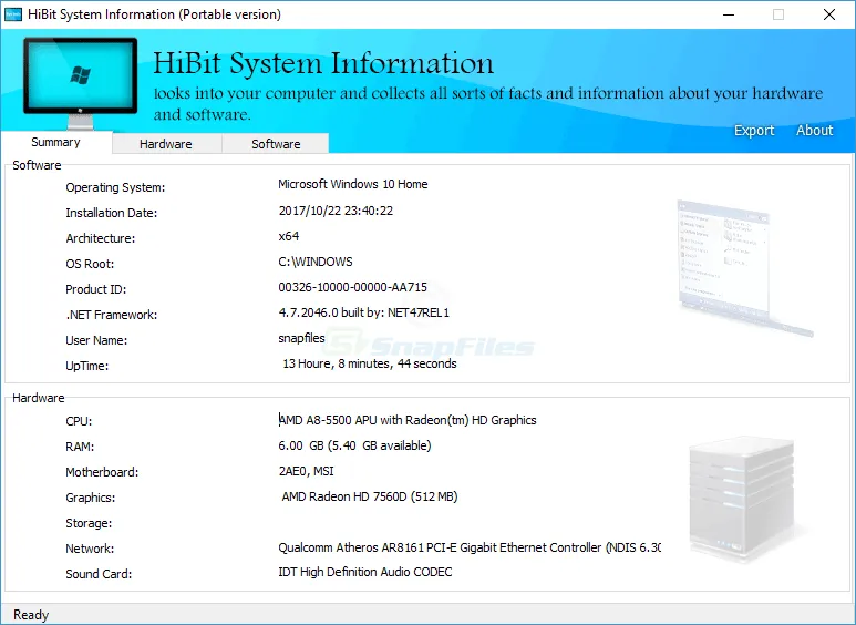 HiBit System Information Captură de ecran 1