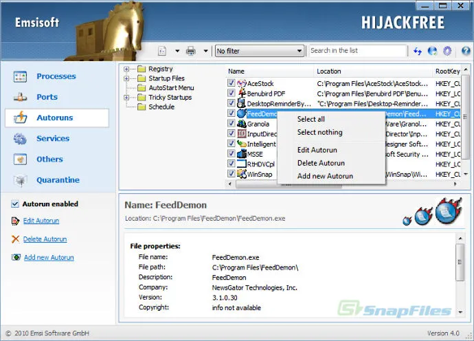 Emsisoft HiJackFree Captură de ecran 2