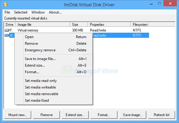 ImDisk Virtual Disk Driver Captură de ecran 1