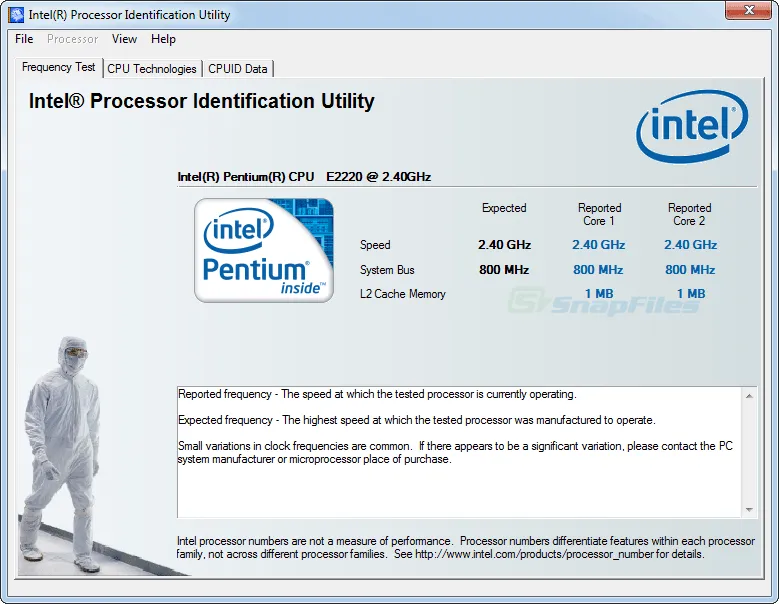 Intel Processor Identification Utility Captură de ecran 1