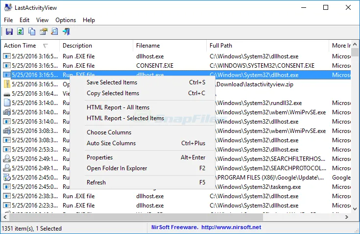 LastActivityView Captură de ecran 1