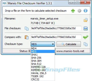 Marxio File Checksum Verifier Captură de ecran 1